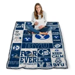 customized byu cougars helmet passion blue quilt blanket best selling