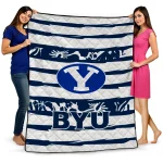 customized byu cougars layered florals blue white quilt blanket best selling