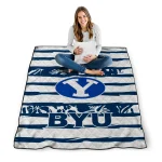 customized byu cougars layered florals blue white quilt blanket best selling
