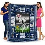 customized byu cougars snoopy coach blue quilt blanket best selling