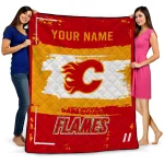 customized calgary flames grunge patch red white quilt blanket best selling