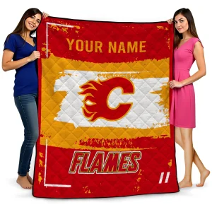customized calgary flames grunge patch red white quilt blanket best selling