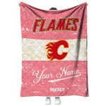 customized calgary flames pinstripe lines red white quilt blanket best selling