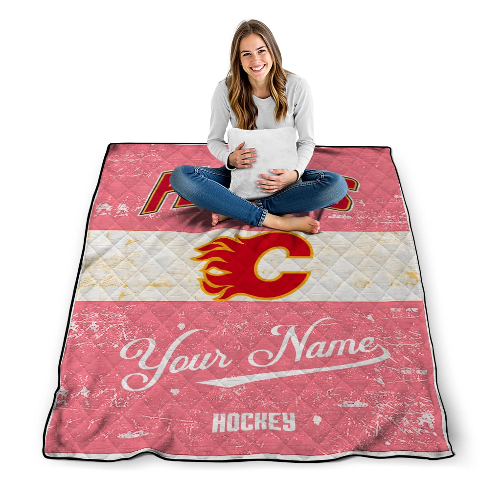 customized calgary flames pinstripe lines red white quilt blanket high quality customized calgary flames pinstripe lines red white quilt blanket high quality