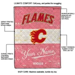 customized calgary flames pinstripe lines red white quilt blanket best selling
