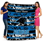 customized carolina panthers layered florals blue white quilt blanket best selling