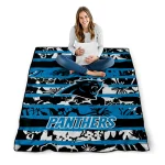 customized carolina panthers layered florals blue white quilt blanket best selling
