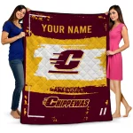 customized central michigan chippewas grunge patch maroon white quilt blanket best selling