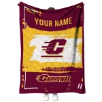 customized central michigan chippewas grunge patch maroon white quilt blanket best selling