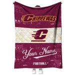 customized central michigan chippewas hibiscus burst maroon white quilt blanket best selling