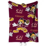 customized central michigan chippewas mickey football maroon quilt blanket best selling