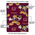 customized central michigan chippewas mickey football maroon quilt blanket best selling