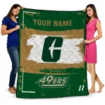 customized charlotte 49ers grunge patch green white quilt blanket best selling