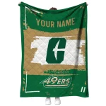 customized charlotte 49ers grunge patch green white quilt blanket best selling