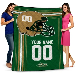 customized charlotte 49ers helmet theme green quilt blanket best selling