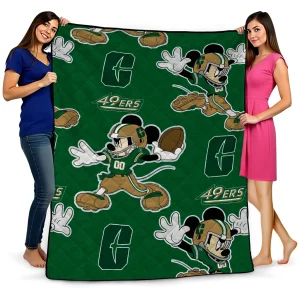 customized charlotte 49ers mickey football green quilt blanket best selling