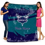 customized charlotte hornets brushstroke layers teal quilt blanket best selling
