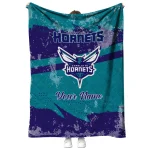customized charlotte hornets brushstroke layers teal quilt blanket best selling