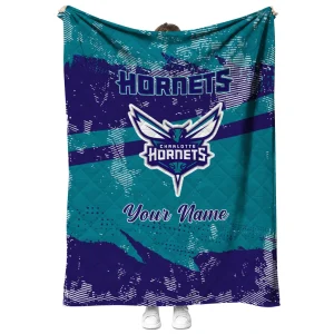 customized charlotte hornets brushstroke layers teal quilt blanket fashion forward