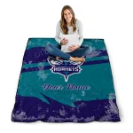 customized charlotte hornets brushstroke layers teal quilt blanket best selling