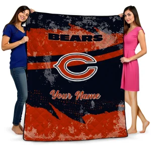 customized chicago bears brushstroke layers blue quilt blanket best selling
