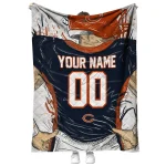 customized chicago bears player sketch blue gray quilt blanket best selling