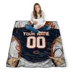 customized chicago bears player sketch blue gray quilt blanket best selling