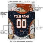 customized chicago bears player sketch blue gray quilt blanket best selling