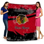 customized chicago blackhawks brushstroke layers red quilt blanket best selling