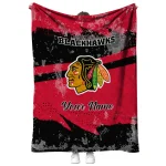 customized chicago blackhawks brushstroke layers red quilt blanket best selling