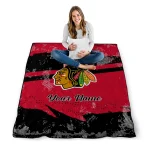 customized chicago blackhawks brushstroke layers red quilt blanket best selling