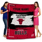 customized chicago bulls grunge patch red white quilt blanket best selling