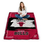 customized chicago bulls grunge patch red white quilt blanket best selling