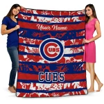 customized chicago cubs layered florals blue white quilt blanket best selling