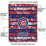 customized chicago cubs layered florals blue white quilt blanket best selling