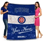 customized chicago cubs snoopy victory blue white quilt blanket best selling