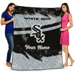 customized chicago white sox brushstroke layers black quilt blanket best selling
