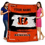 customized cincinnati bengals grunge patch orange white quilt blanket best selling