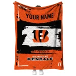 customized cincinnati bengals grunge patch orange white quilt blanket best selling