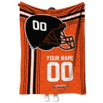customized cincinnati bengals helmet theme orange quilt blanket best selling