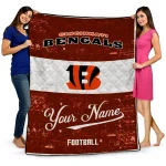 customized cincinnati bengals hibiscus burst orange white quilt blanket best selling