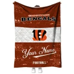 customized cincinnati bengals hibiscus burst orange white quilt blanket best selling
