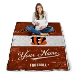 customized cincinnati bengals hibiscus burst orange white quilt blanket best selling
