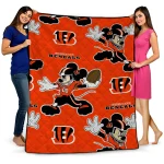 customized cincinnati bengals mickey football orange quilt blanket best selling
