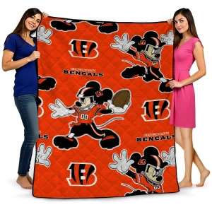 customized cincinnati bengals mickey football orange quilt blanket best selling