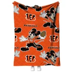 customized cincinnati bengals mickey football orange quilt blanket best selling