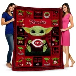 customized cincinnati reds yody baby motif red quilt blanket best selling