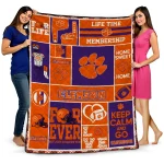 customized clemson tigers helmet passion orange quilt blanket best selling