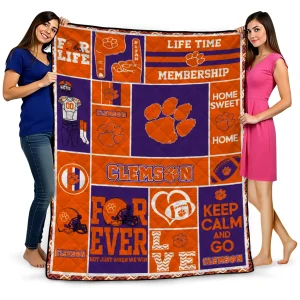customized clemson tigers helmet passion orange quilt blanket best selling