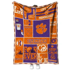 customized clemson tigers helmet passion orange quilt blanket fashion forward